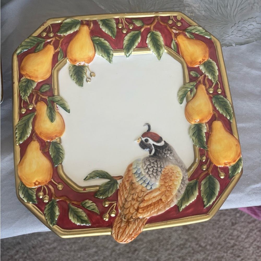 Fitz and Floyd Elegant White Square Plate